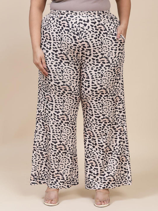 Casual Animal Print Trouser Flambeur Women's Plus Size